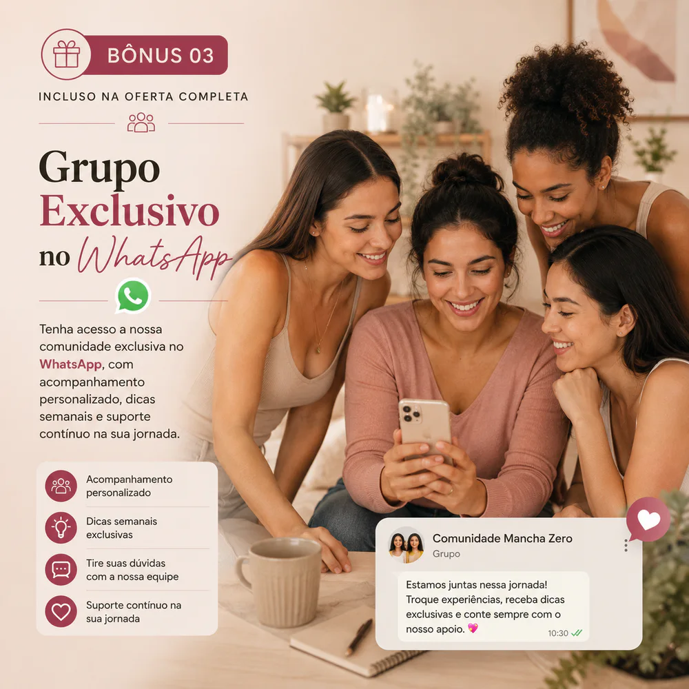 Arte do bônus 3: Grupo Exclusivo no WhatsApp